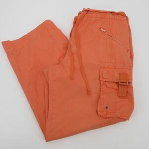 J Crew Womens 10 Orange Cargo Pants Favorite Fit Cotton Cropped Utility Y2K Bold
